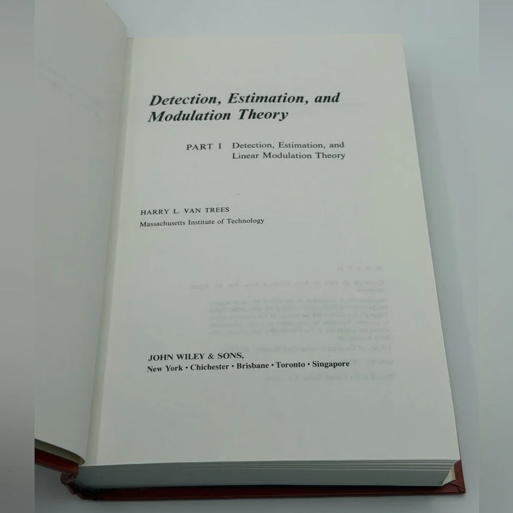 Detection Estimation and Modulation Theory Part I by Harry L. Van Trees HC 1968